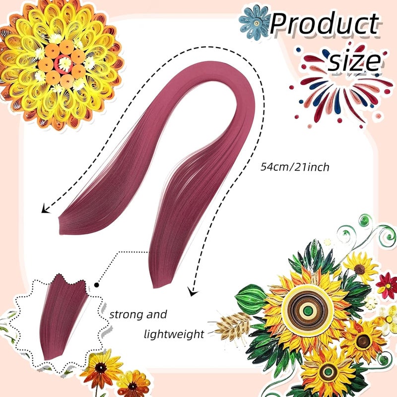 silllule 360Pcs Paper Quilling Strips 3mm (1/8inch) Width 54cm (21inch) Length Strips Quilling Art Paper, Single Color Quilling Strips Paper for Art,Parper Craft Decorating,Paper Hand Craft (Pink) - Image 2